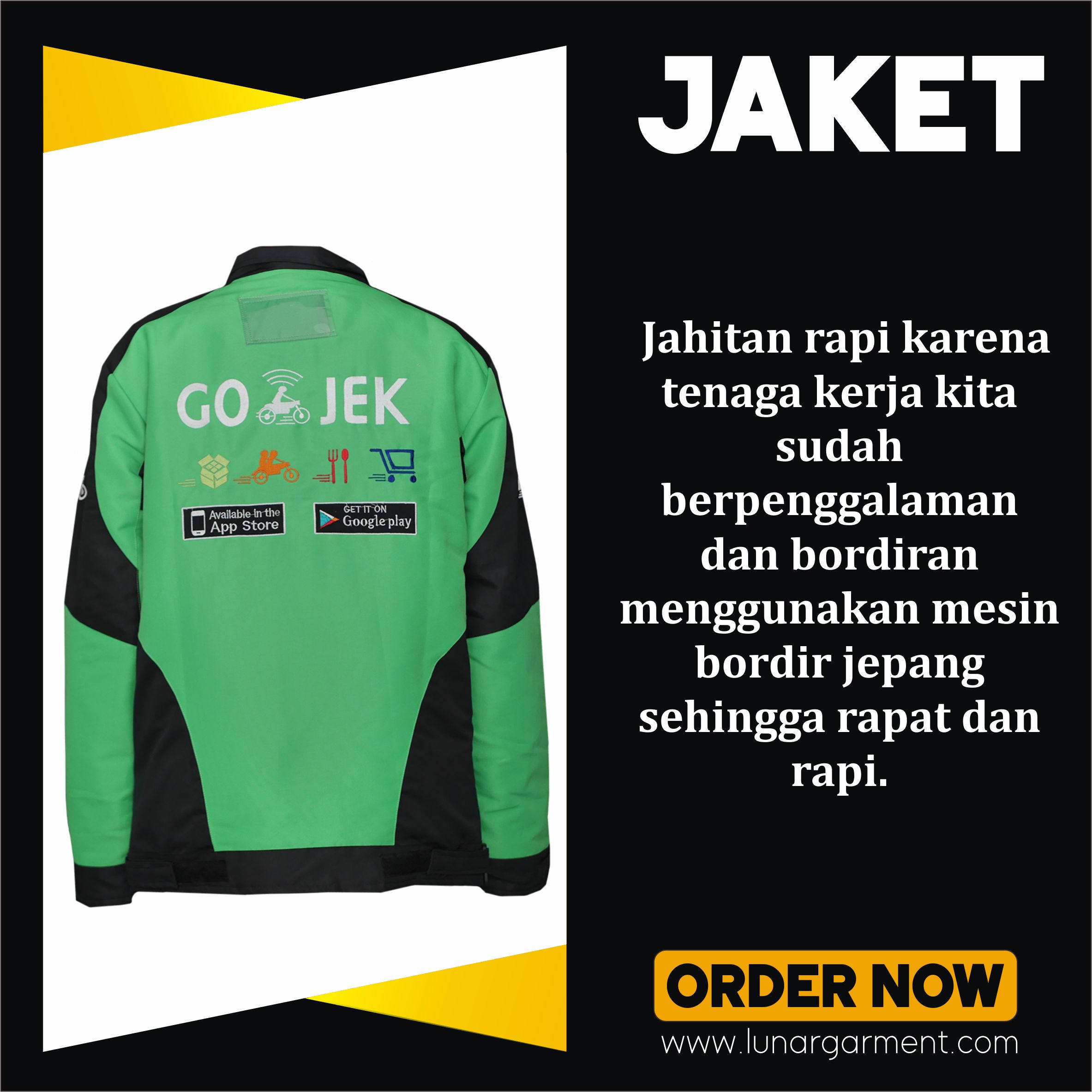 Hasil Konveksi Jaket Gojek Lunar Garment Indonesia